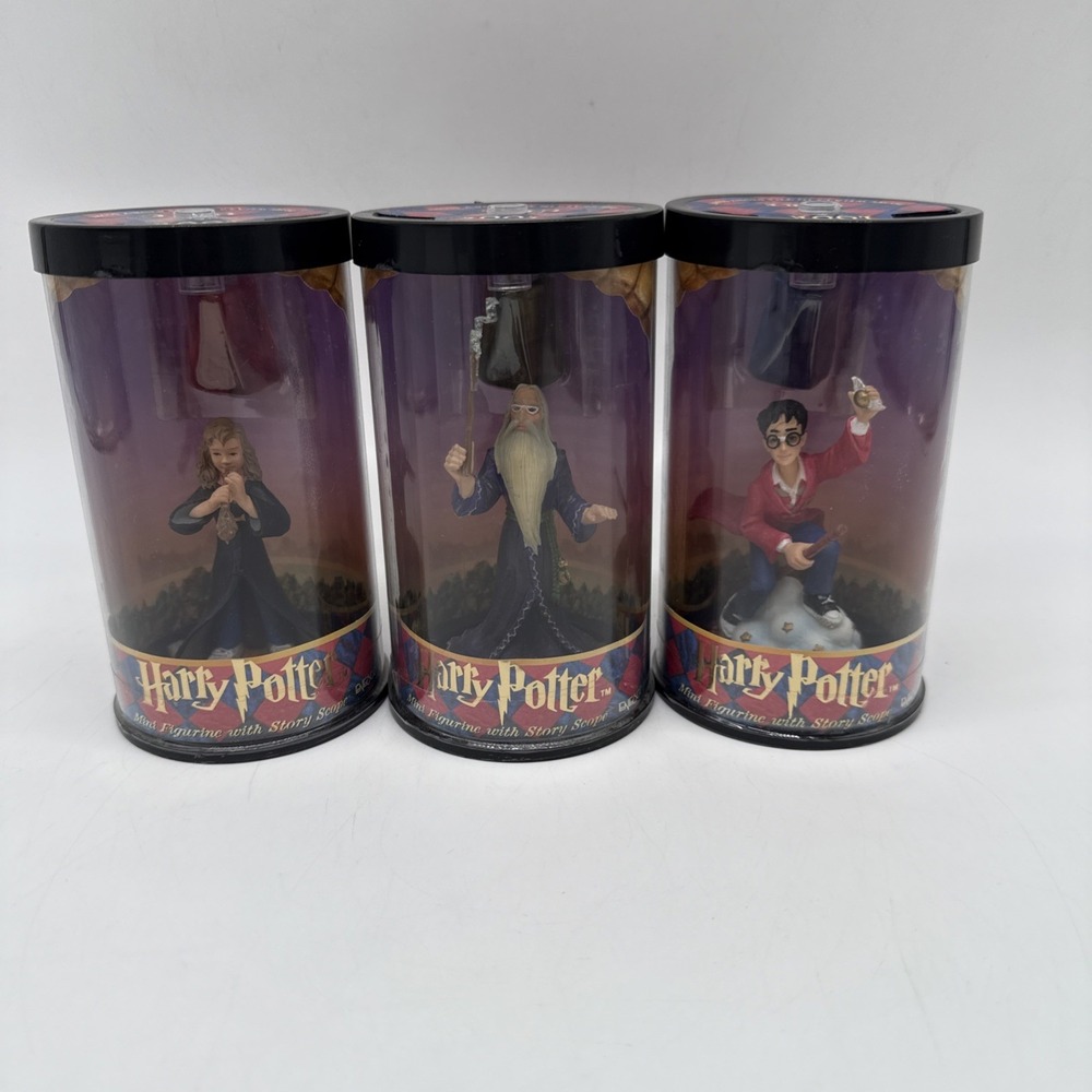 Harry, Hermione, Dumbledore Set of 3 Mini Figurines w/ Story Scopes 2000 -- NEW